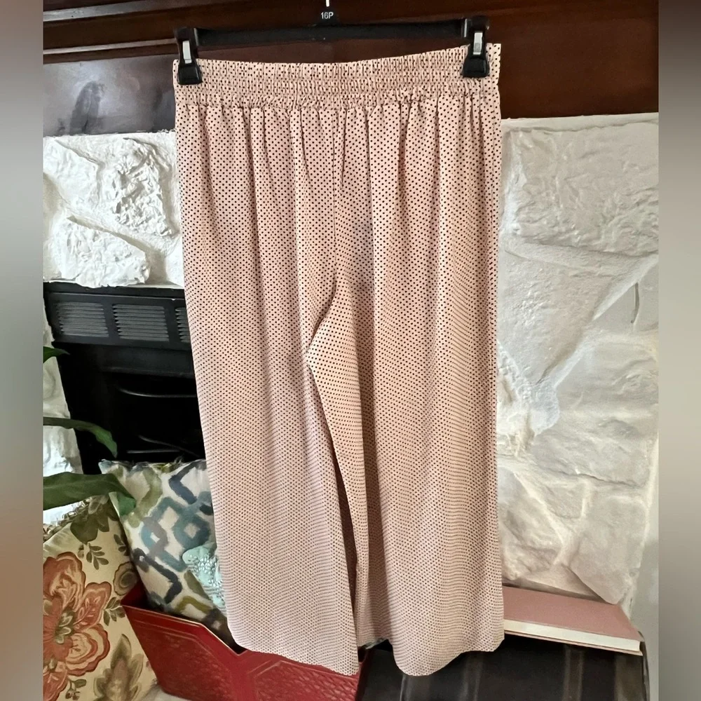 Adrianna Papell Women's Pink Polka Dot Wide Leg Pants Capris NWT Small - Picture 2 of 11
